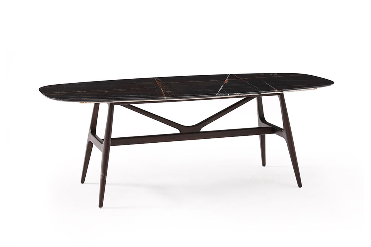  现代简约家具LUTUBE视频在线观看别墅会所家用时尚实木+岩板台面长餐台1903-2