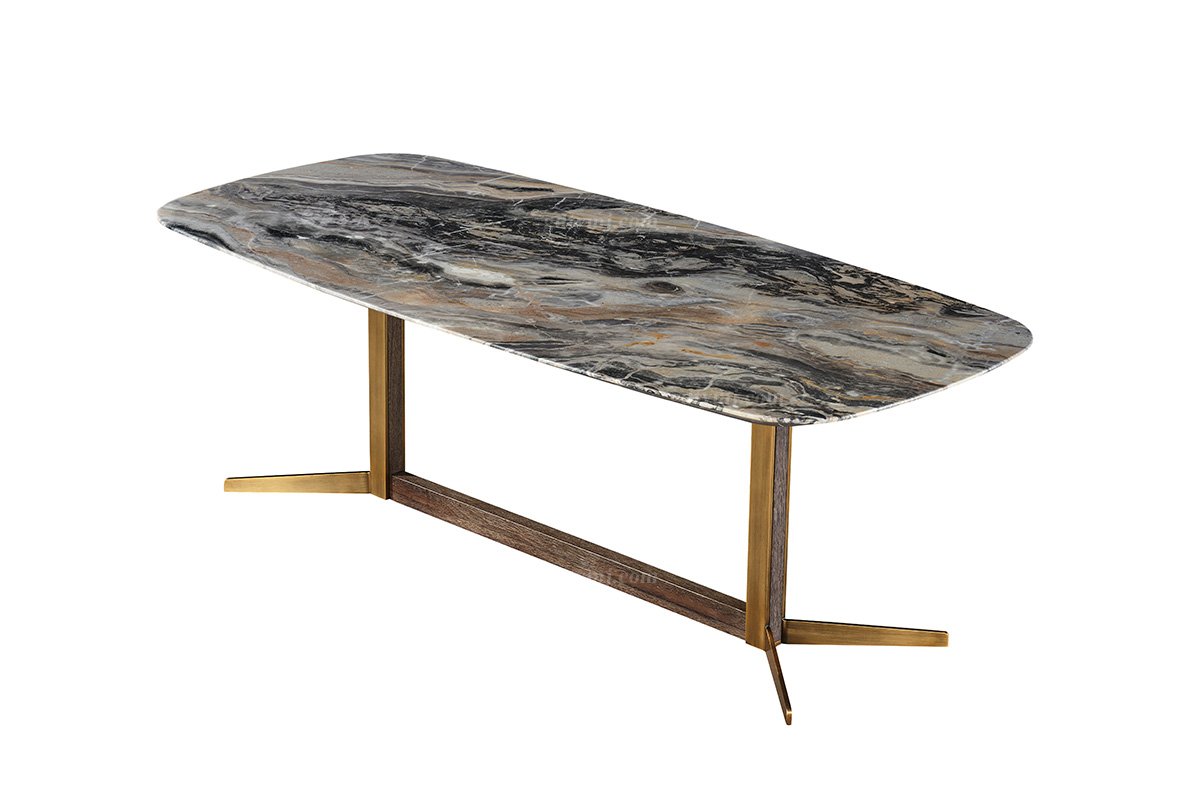  现代简约家具LUTUBE视频在线观看别墅会所家用时尚天然大理石长餐台