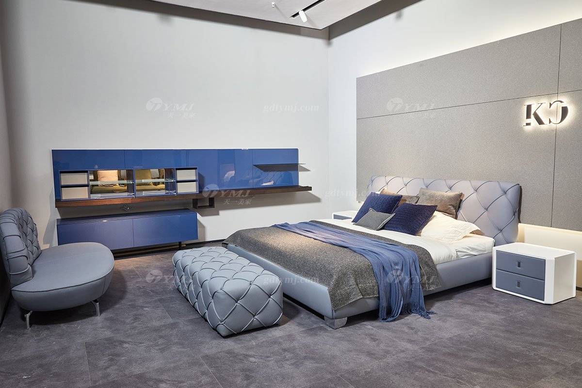  现代简约家具LUTUBE视频在线观看别墅会所家用时尚舒适真皮拉扣大床婚床双人床A2172F场景1