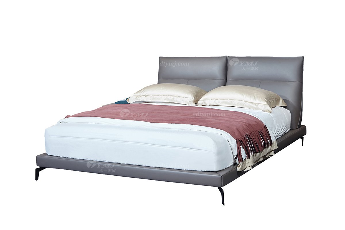  现代简约家具LUTUBE视频在线观看别墅会所家用时尚舒适灰色皮艺大床婚床双人床