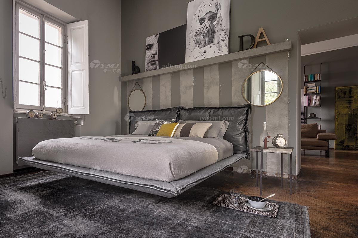  现代简约家具LUTUBE视频在线观看别墅会所家用时尚舒适创意工业风大床婚床双人床A2239场景