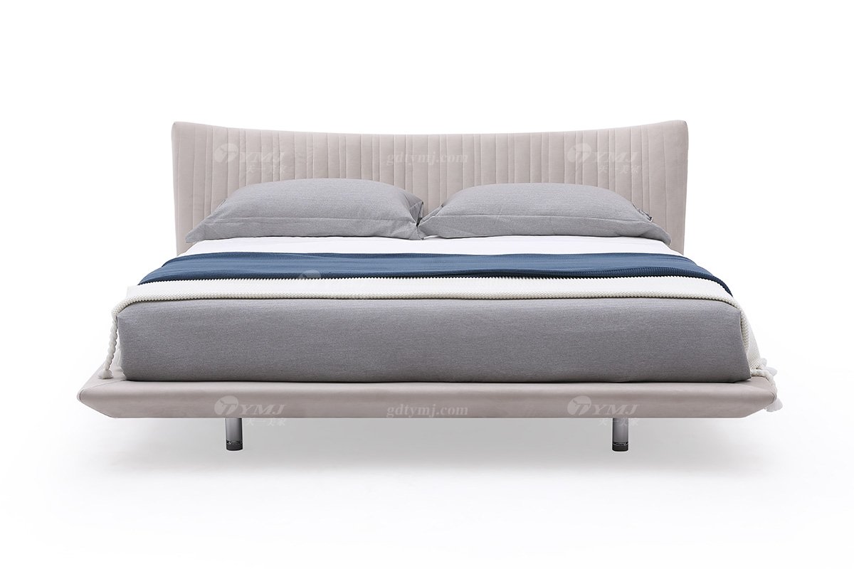  现代简约家具LUTUBE视频在线观看别墅会所家用时尚舒适创意灰色布艺悬浮大床婚床双人床