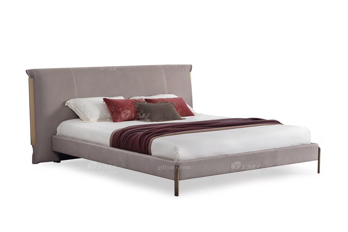  现代简约家具LUTUBE视频在线观看别墅会所家用时尚舒适皮布艺大床婚床双人床A2311-1