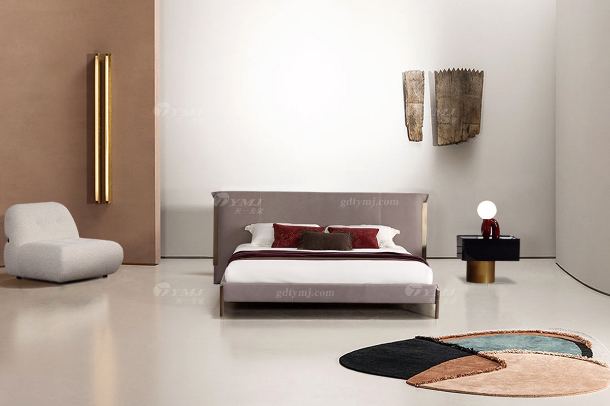  现代简约家具LUTUBE视频在线观看别墅会所家用时尚舒适皮布艺大床婚床双人床A2311场景