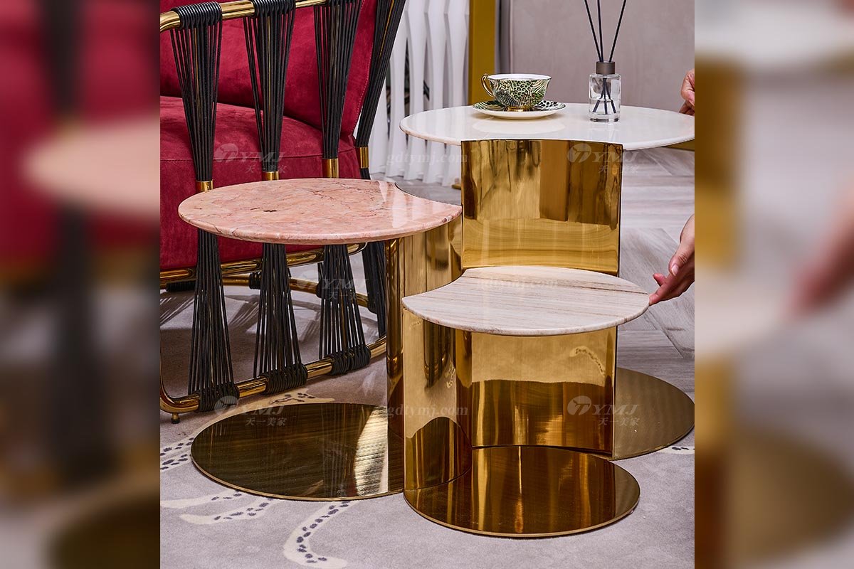 意式LUTUBE官方最新免费破解版LUTUBE视频在线观看别墅会所家用时尚创意高级钛金属小圆几角几组合FB122H2RA+B+C场景