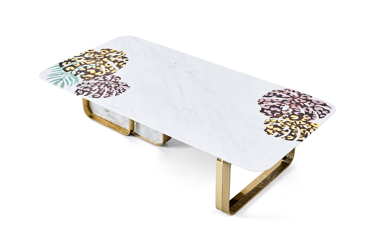 意式LUTUBE官方最新免费破解版LUTUBE视频在线观看别墅会所家用时尚高级钛金属天然大理石长几茶几FB123H3（1）