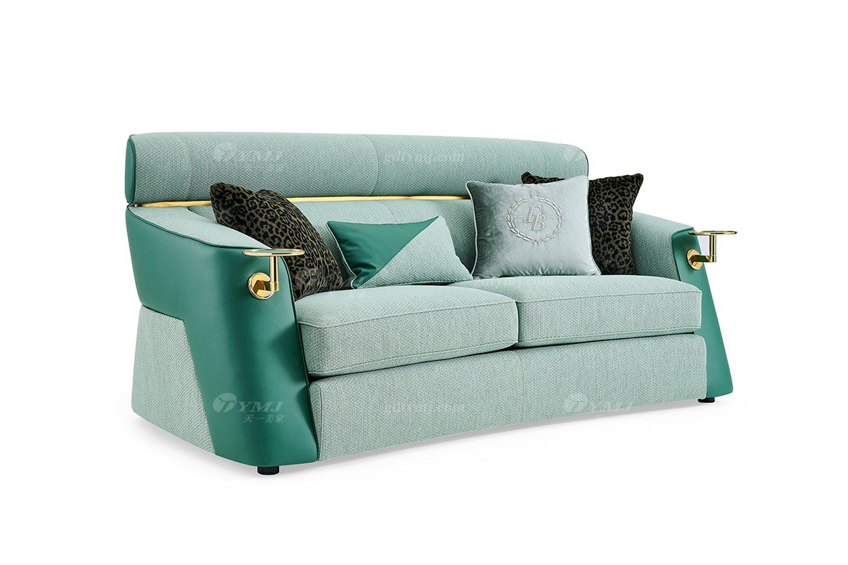 意式LUTUBE官方最新免费破解版LUTUBE视频在线观看别墅会所家用时尚高级绿色皮布艺结合二位沙发三位沙发FB105SF2B-1