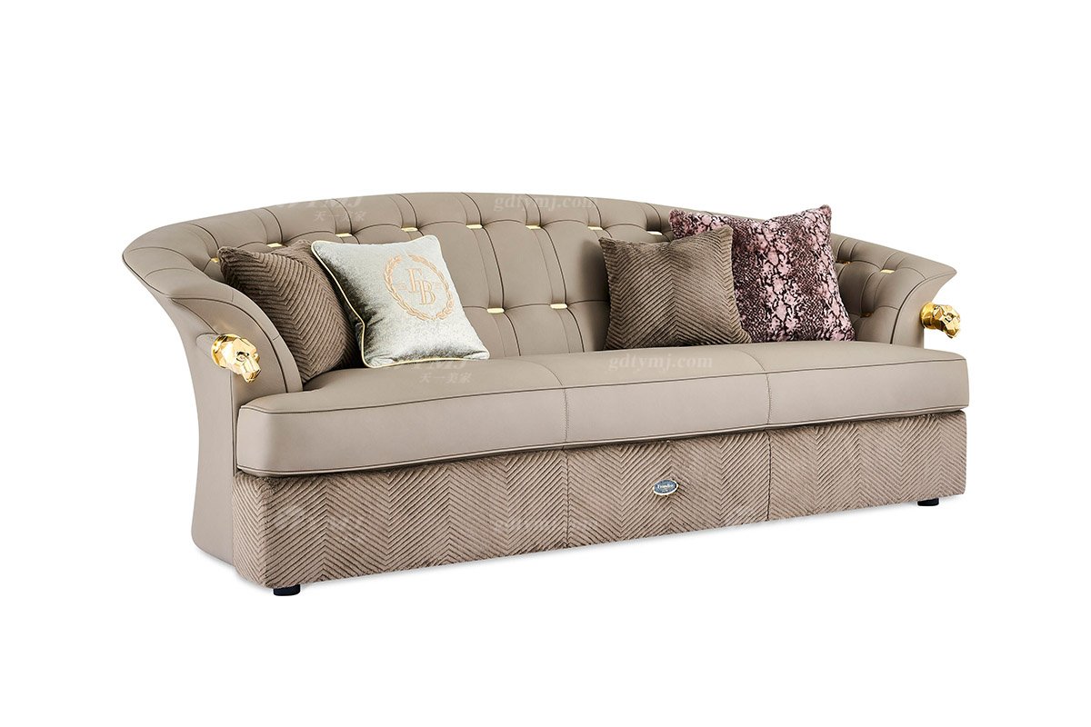 意式LUTUBE官方最新免费破解版LUTUBE视频在线观看别墅会所家用时尚高级金属灰色全皮单位沙发三位沙发FB123SF3-1