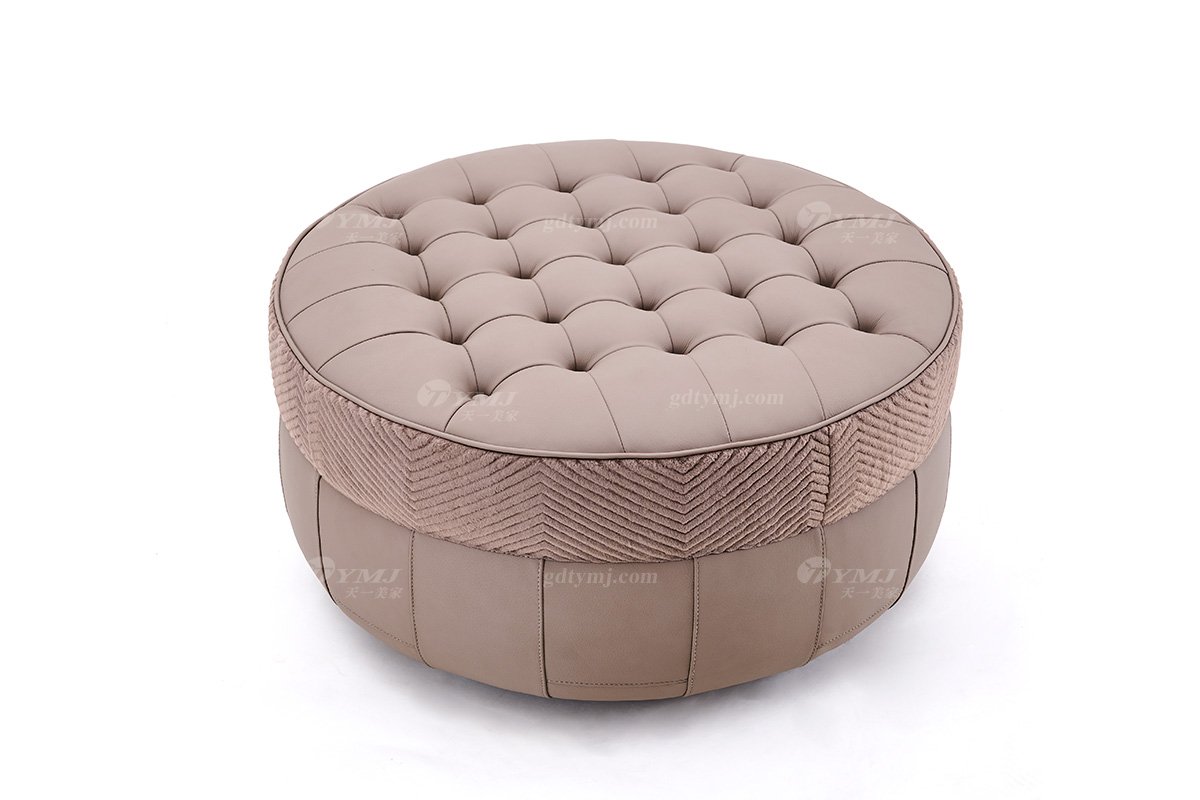 意式LUTUBE官方最新免费破解版LUTUBE视频在线观看别墅会所家用时尚高级卡其色皮布艺脚踏FB123SF10-1