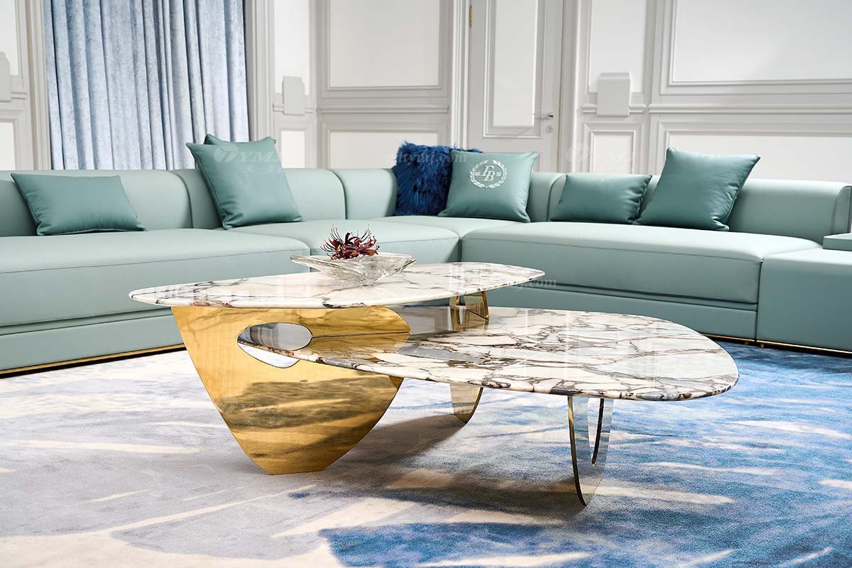 意式LUTUBE官方最新免费破解版LUTUBE视频在线观看别墅会所家用时尚高级钛金属+大象白大理石大茶几FB130H4ELY场景