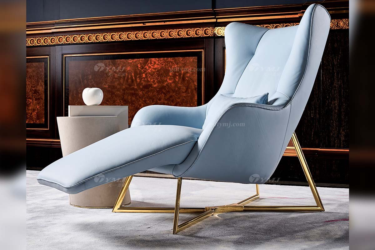 意式LUTUBE官方最新免费破解版LUTUBE视频在线观看别墅会所大宅家用舒适浅蓝色真皮躺椅休闲椅FB119SF14场景