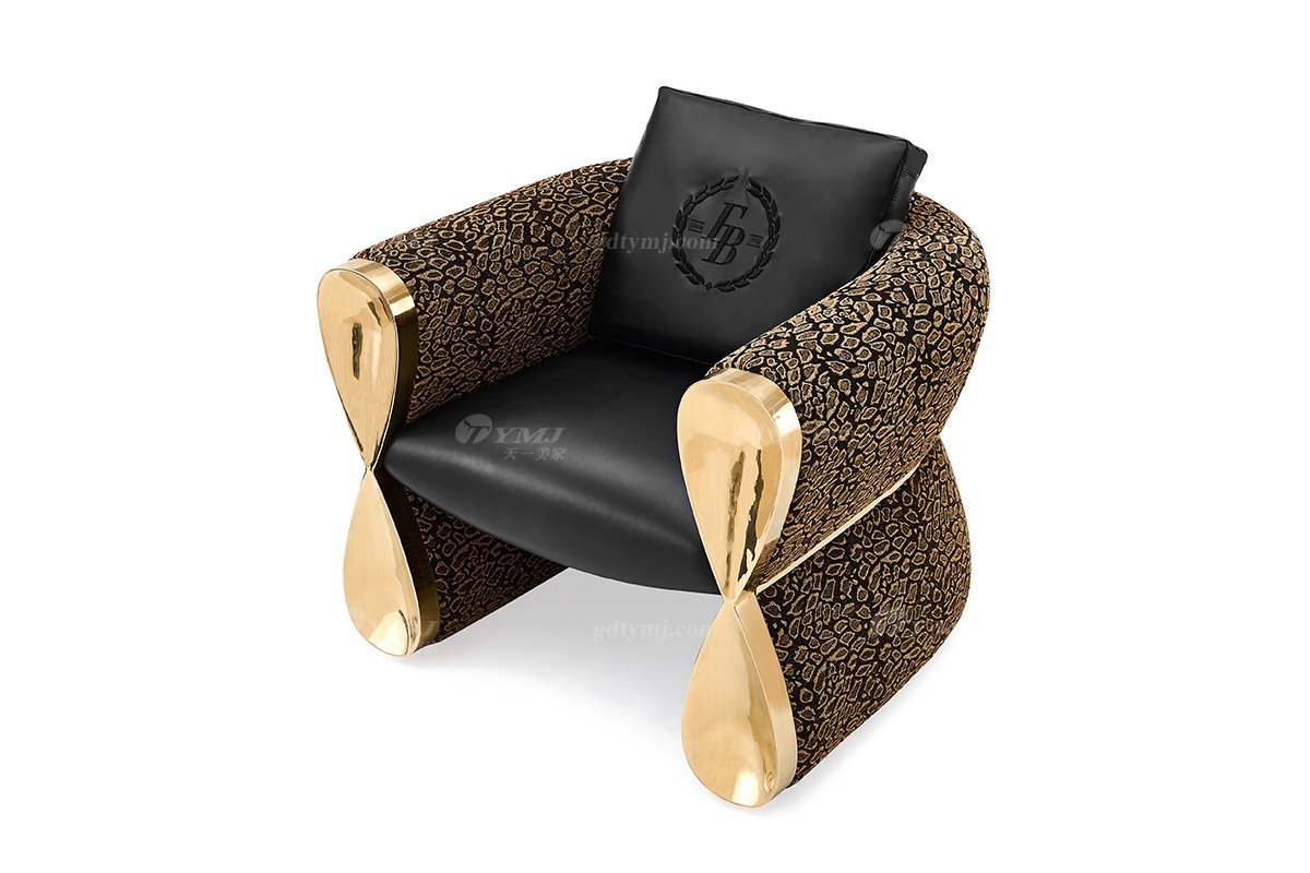 意式LUTUBE官方最新免费破解版LUTUBE视频在线观看别墅会所大宅家用时尚大气皮布艺+钛金属单位沙发休闲椅FB132CH（1）