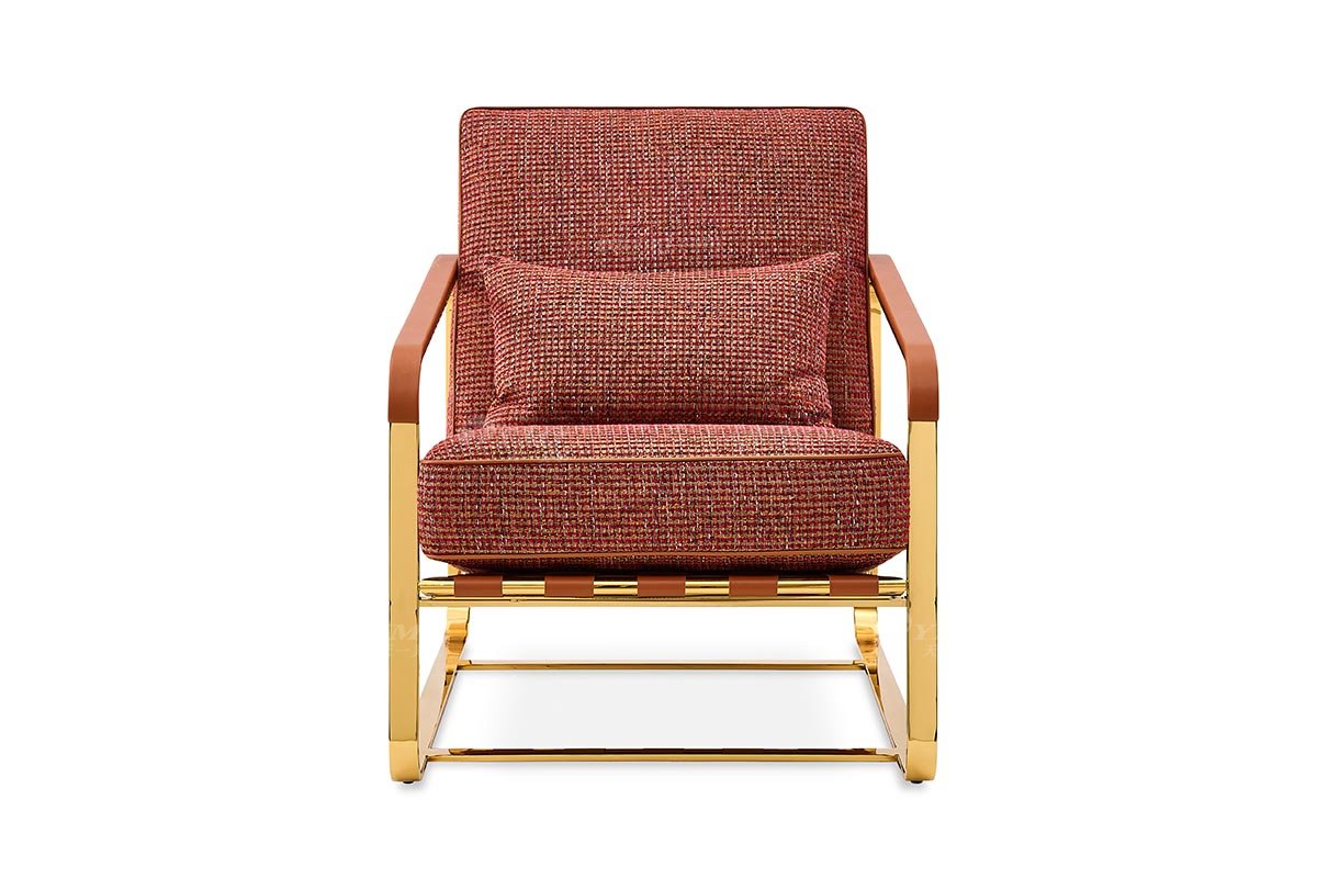 意式LUTUBE官方最新免费破解版LUTUBE视频在线观看别墅会所大宅家用时尚舒适橙棕色布艺+钛金属休闲椅