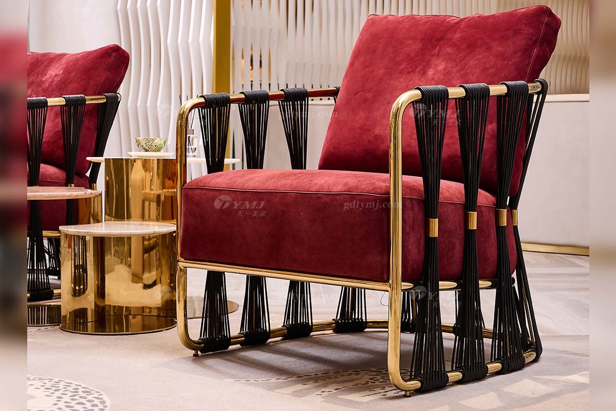 意式LUTUBE官方最新免费破解版LUTUBE视频在线观看别墅会所大宅家用时尚舒适红色磨砂皮单椅休闲椅FB138HC场景