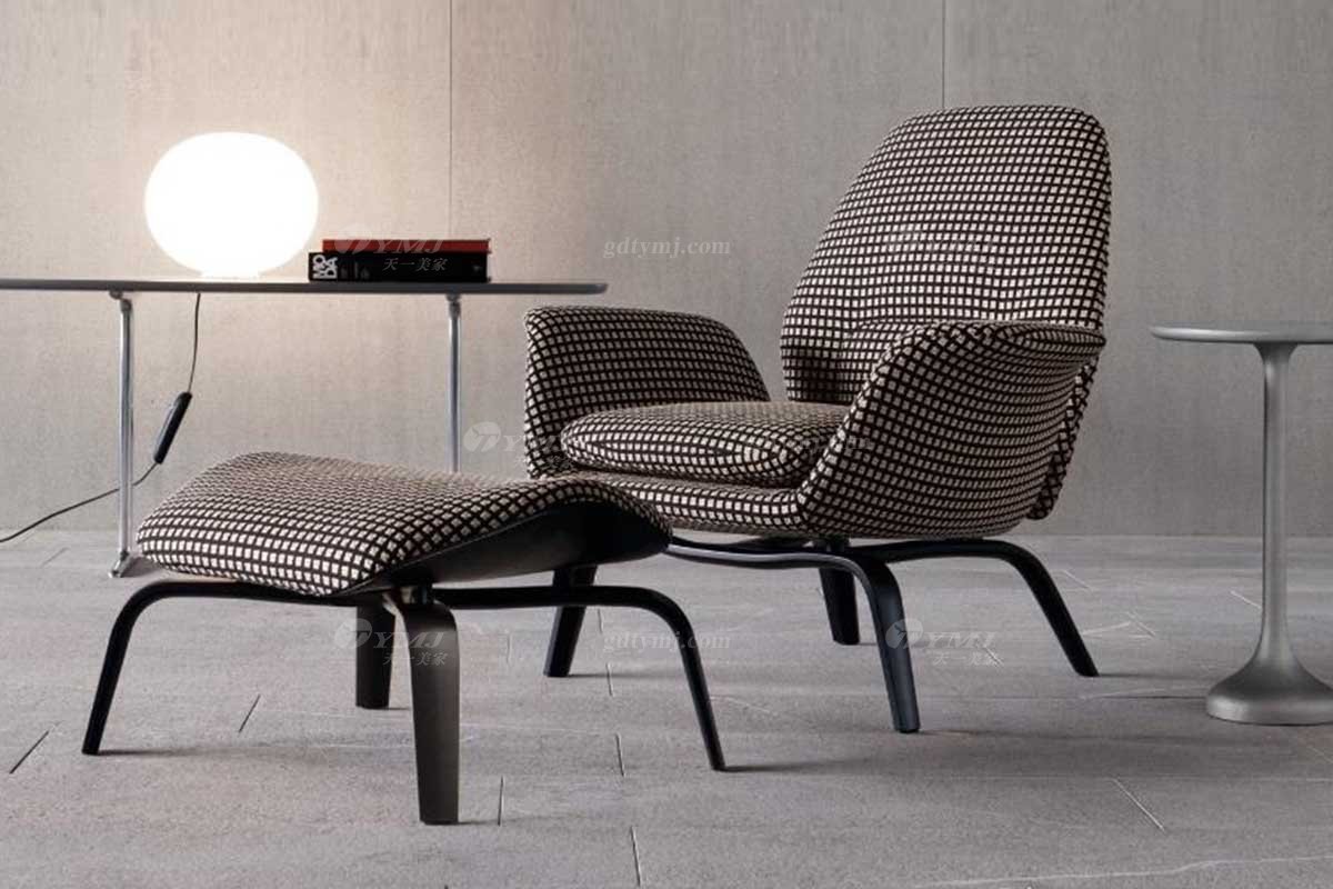 意式雅奢风格家具LUTUBE视频在线观看别墅会所家具简约灰色布艺休闲椅LC2809休闲椅1