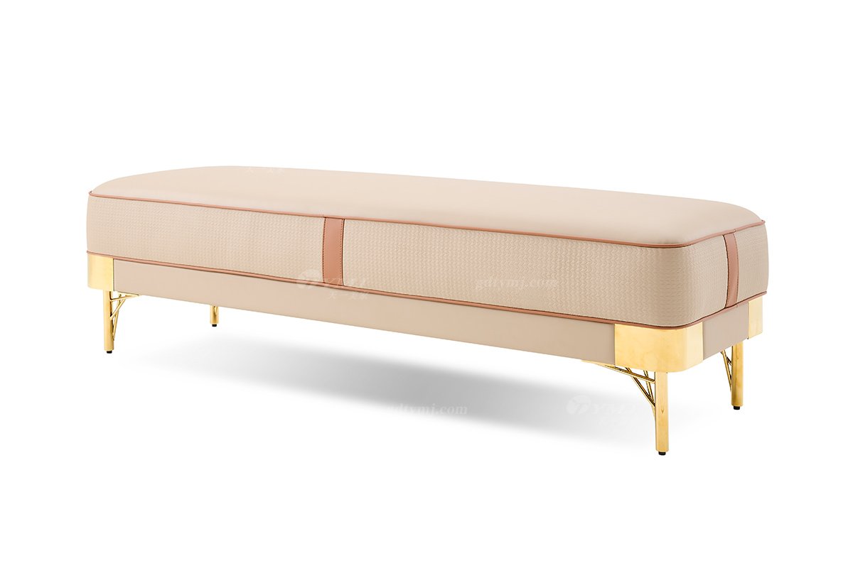 意式LUTUBE官方最新免费破解版LUTUBE视频在线观看别墅会所豪宅家用时尚奢华不锈钢镜面金属米黄色床尾凳118B18床尾凳1